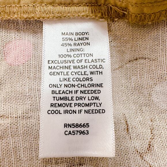 BP Sophie Floral Square Neck Linen Smocked Crop Tank Top Beige Tan Size 1X NWT - Picture 7 of 9